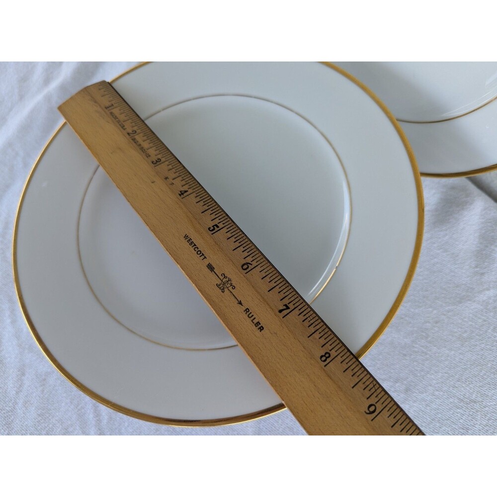 Set Of 8 Noritake #2982 Heritage White & Gold Salad Plates Contemporary 8 1/8” - Picture 2 of 5